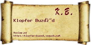 Klopfer Buzád névjegykártya